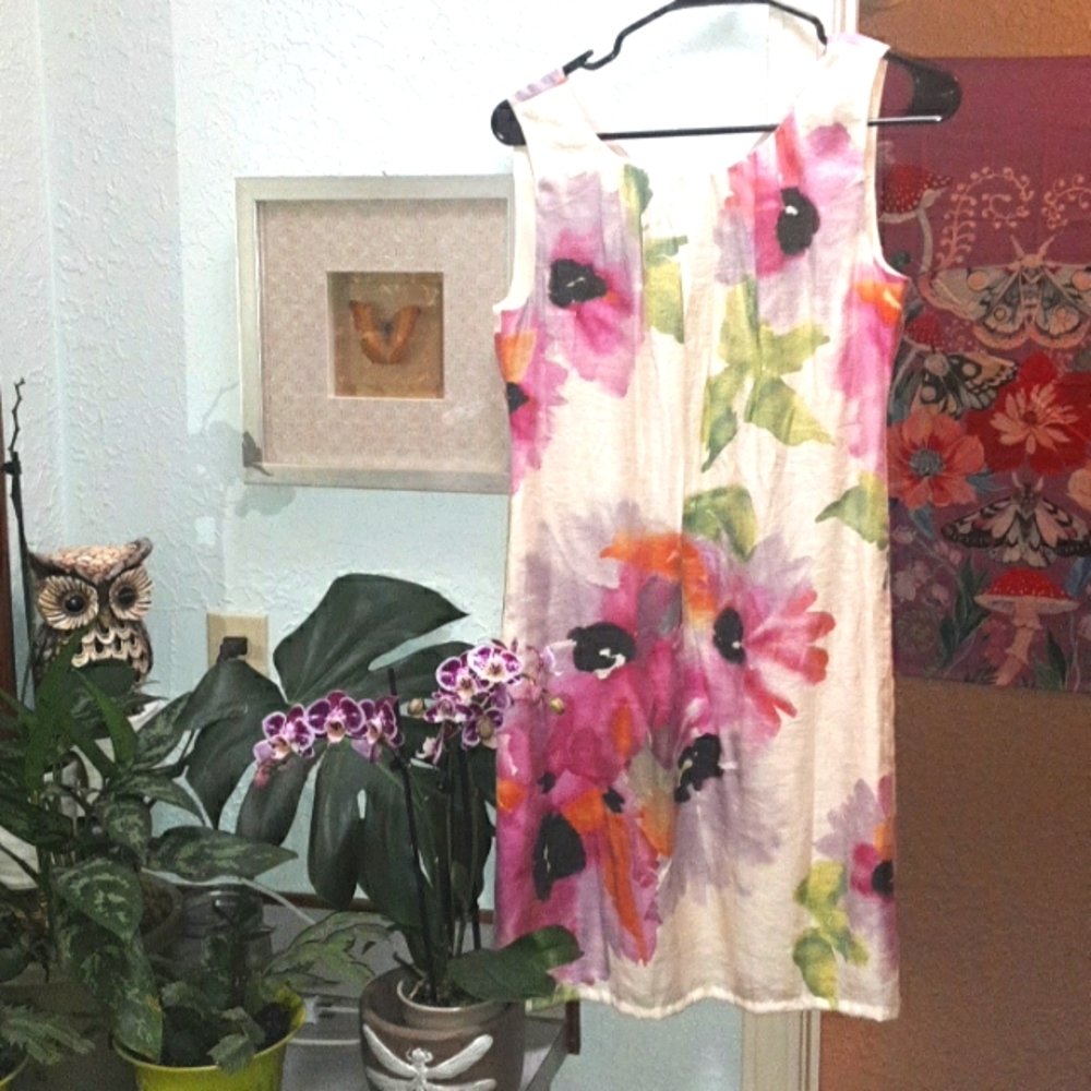 Gorgeous watercolor floral dress womens Petite 6🌸😍😀